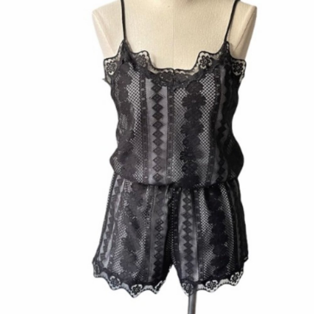 Lovely Day Black Floral Lace Shorts Romper